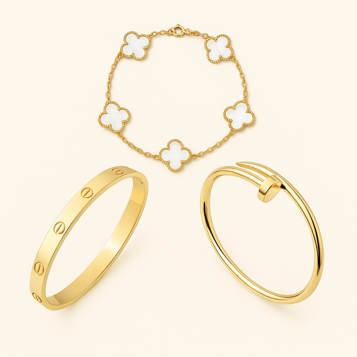 Lucky Charm White and Gold Trio Set
