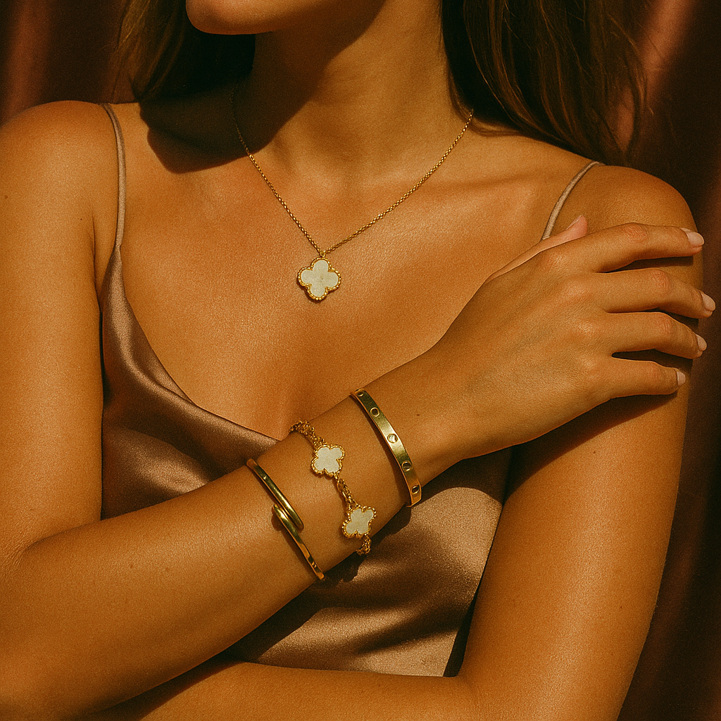 Lucky Charm White and Gold Trio Set