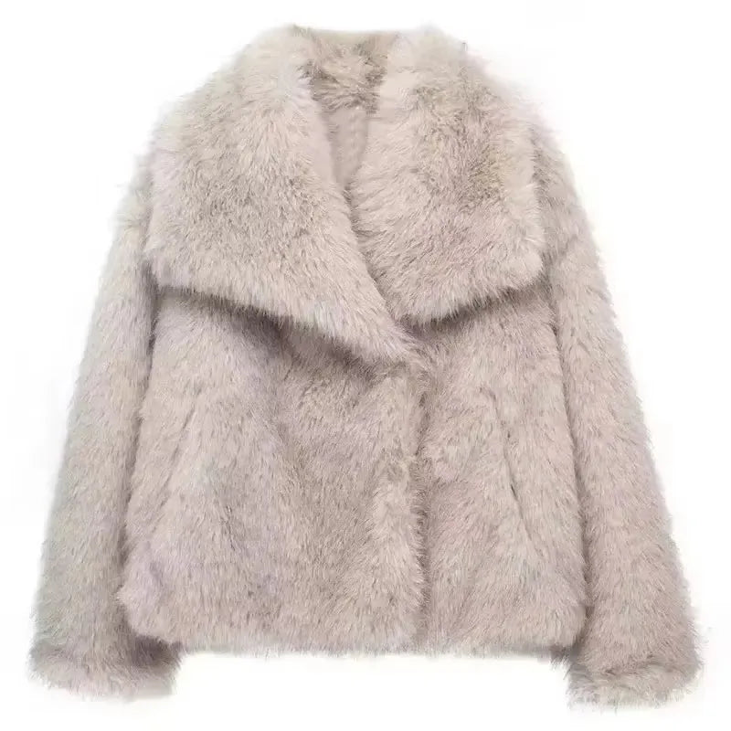 Eva Faux Fur Coat–  Warm Fluffy Jacket