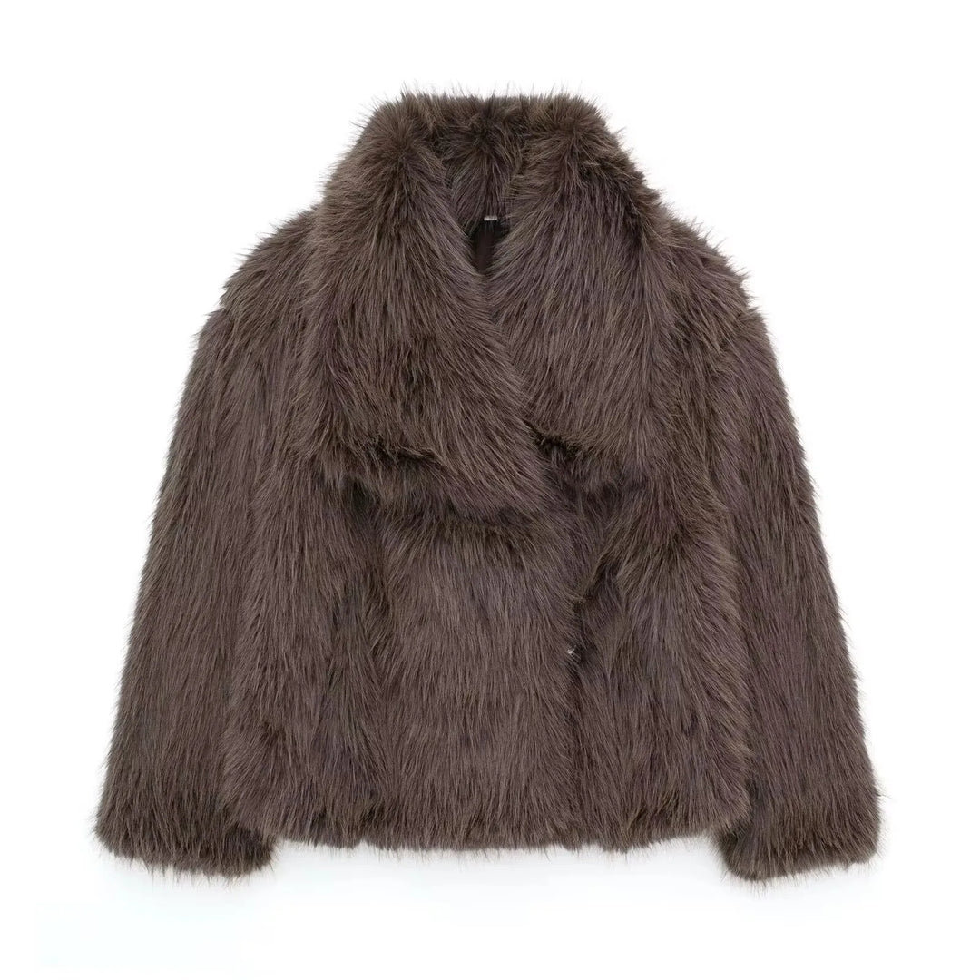 Eva Faux Fur Coat–  Warm Fluffy Jacket