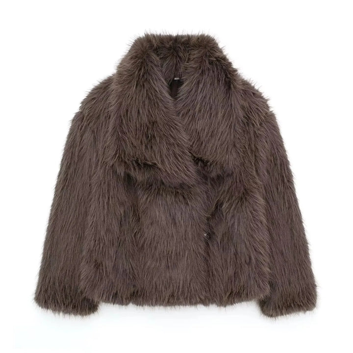 Eva Faux Fur Coat–  Warm Fluffy Jacket