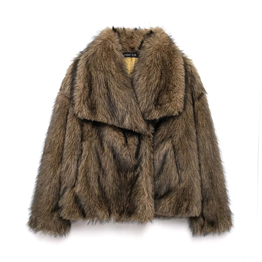 Eva Faux Fur Coat–  Warm Fluffy Jacket