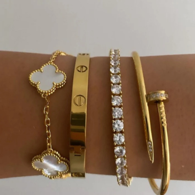 Lucky Charm White and Gold Trio Set